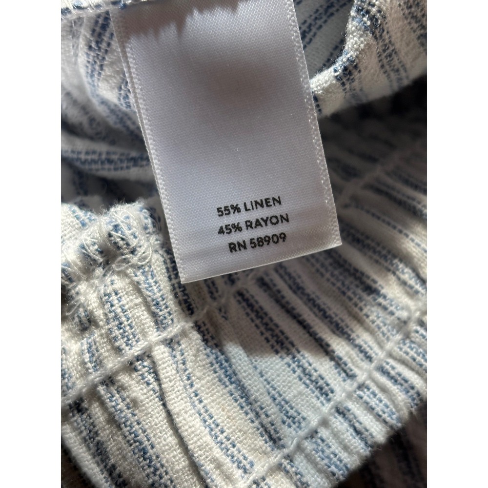 Westbund Womens S Blue White Striped Linen Blend Wide Leg Crop Pants Casual Work - Picture 4 of 10